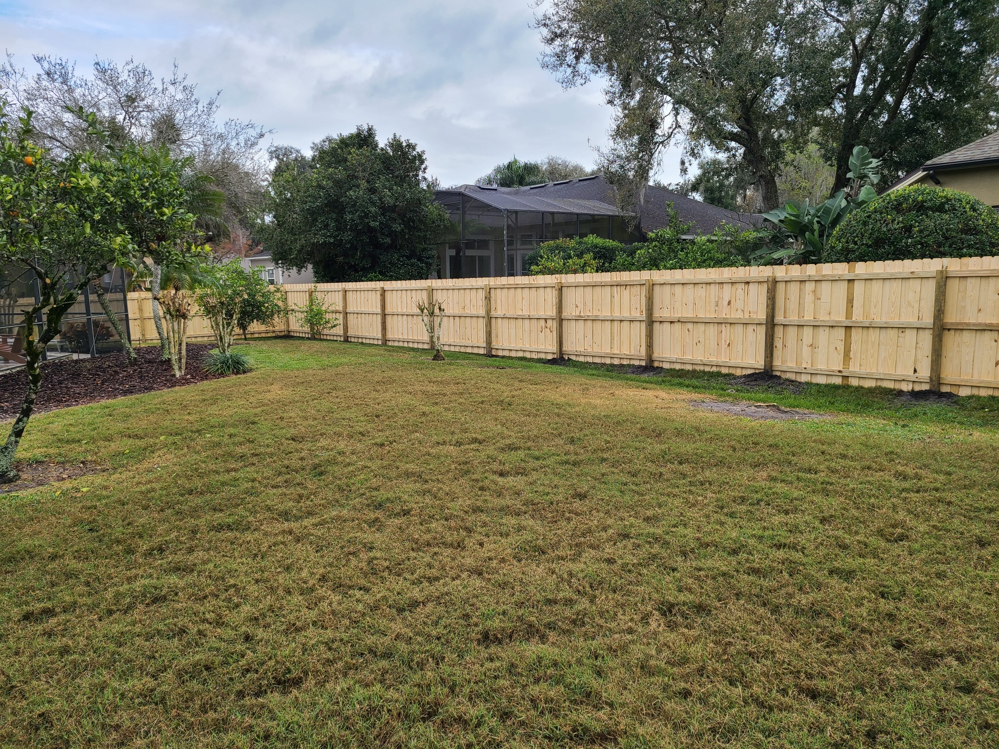wood fencing in ground