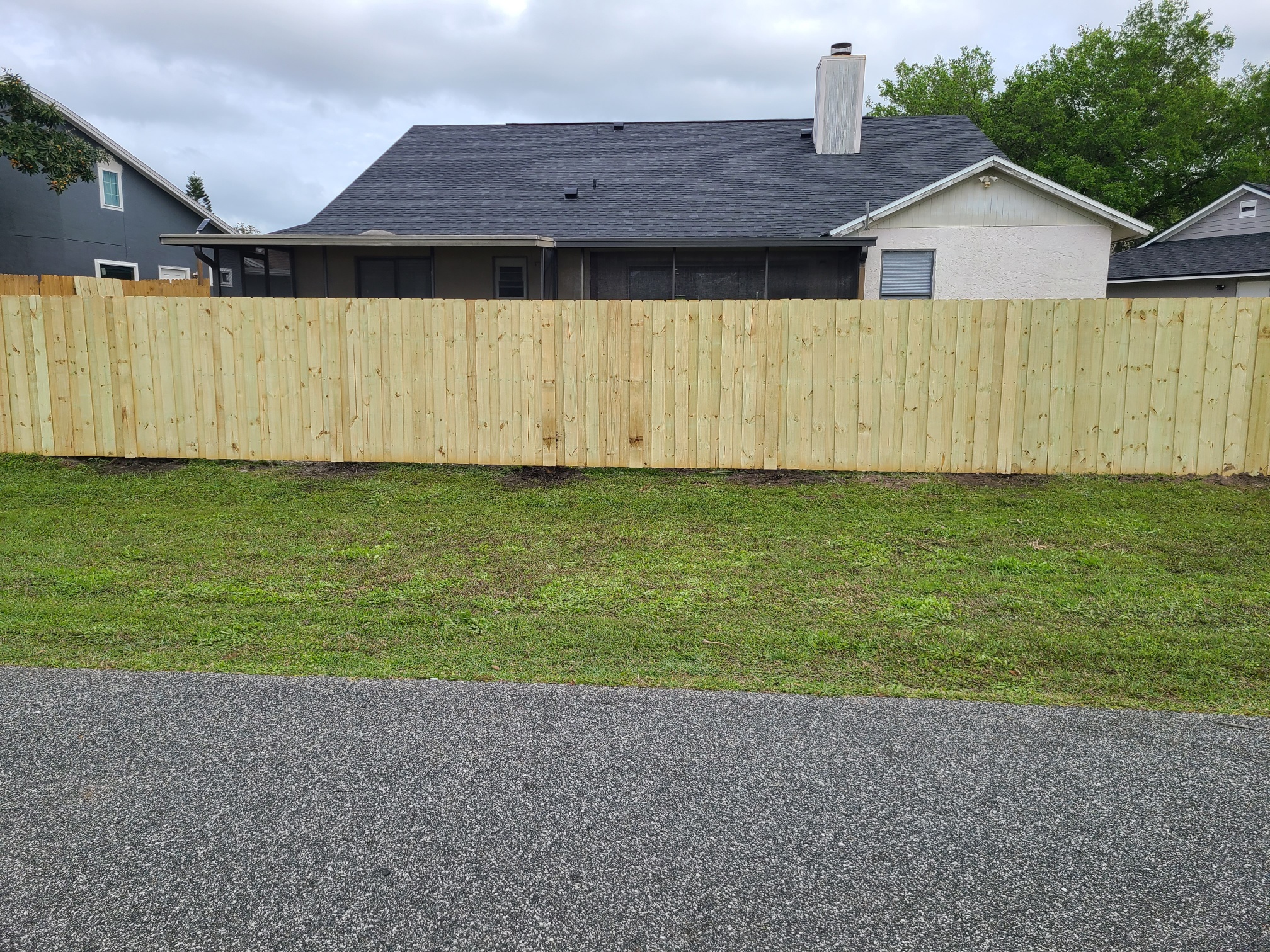 Wood fences outside house