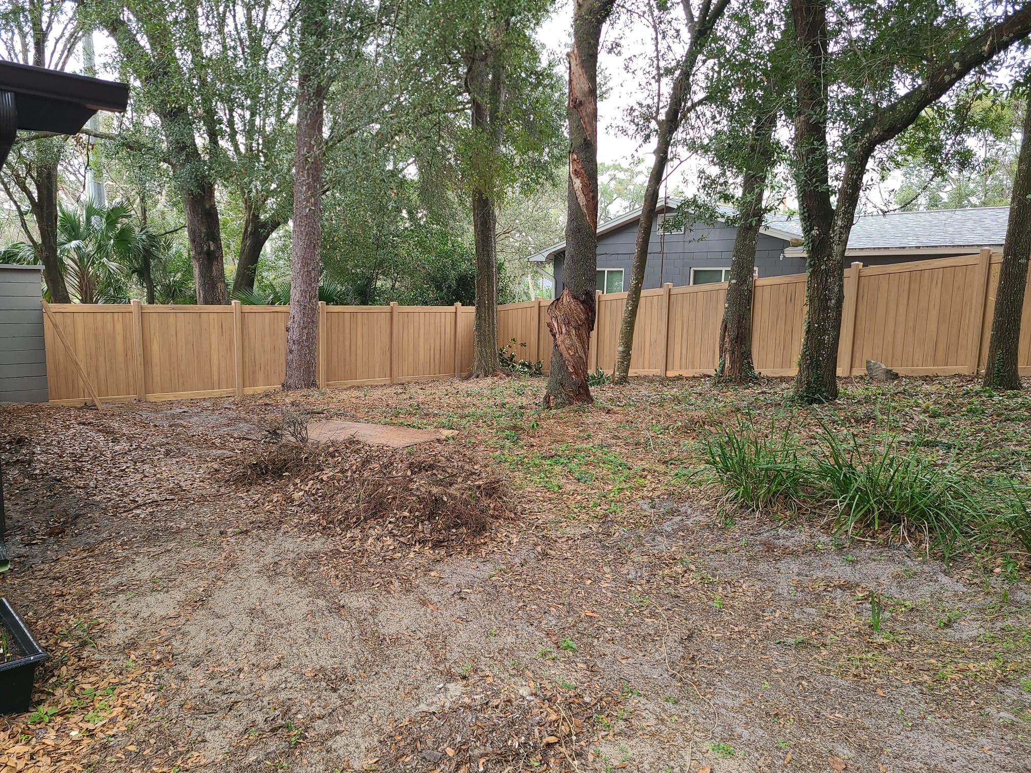 wooden fencing in lawn